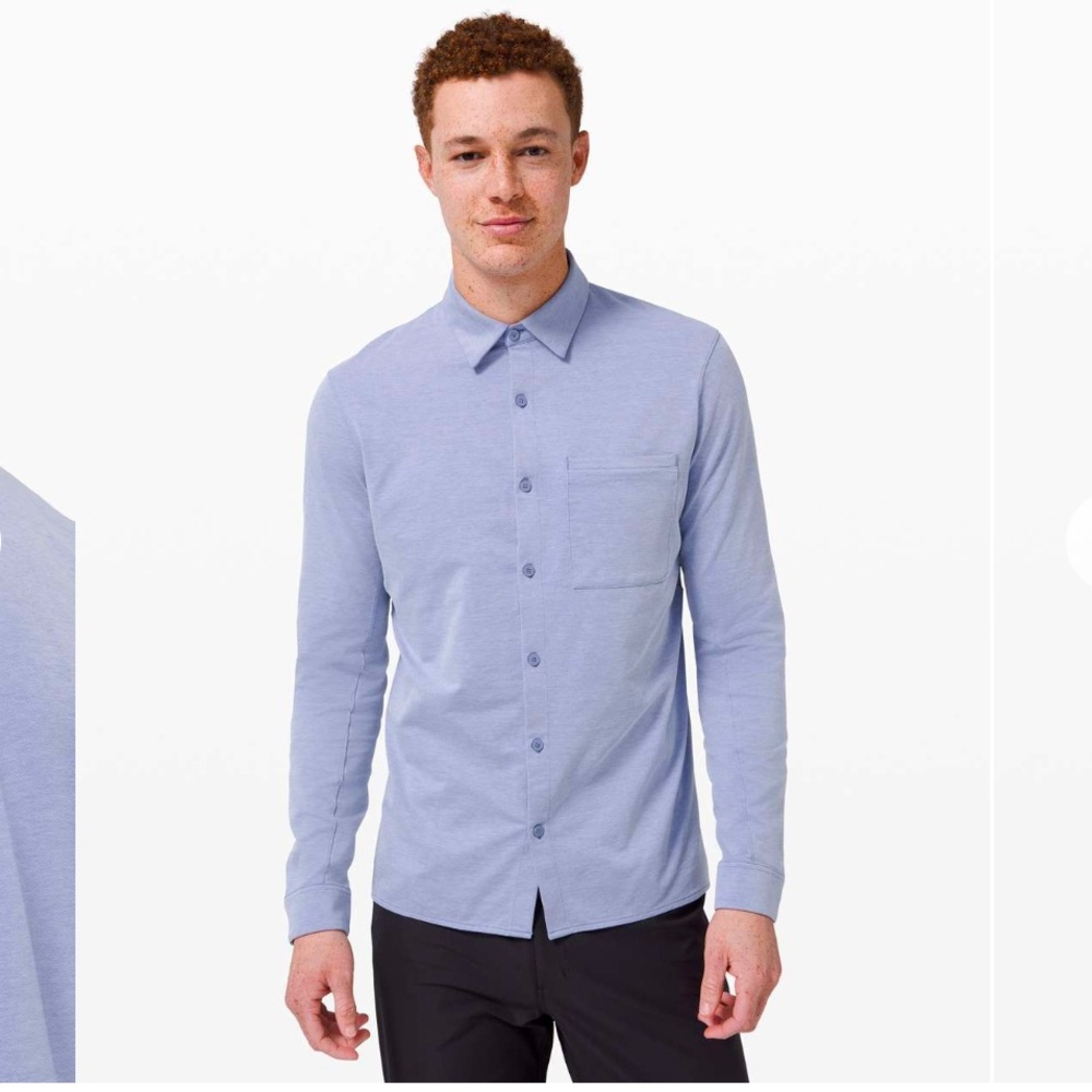 Lululemon Men’s Commission Long Sleeve Button Down Shirt Oxford Harbor Blue